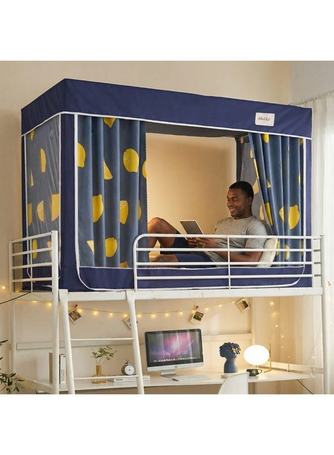 Y&D Blackout Upper Berth Bunk Bed Curtains Dormitory Room Lightproof Decorative Roommate Privacy Cover Canopy Photo Background Decor Backdrop Blackout Curtain 6 Panels with a Top - Image 3